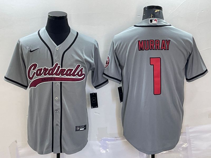 Men Arizona Cardinals 1 Murray Grey 2022 Nike Co branded NFL Jersey